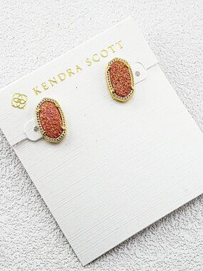 Kendra Scott Yellow-Brown Quartz Point Stud Earrings